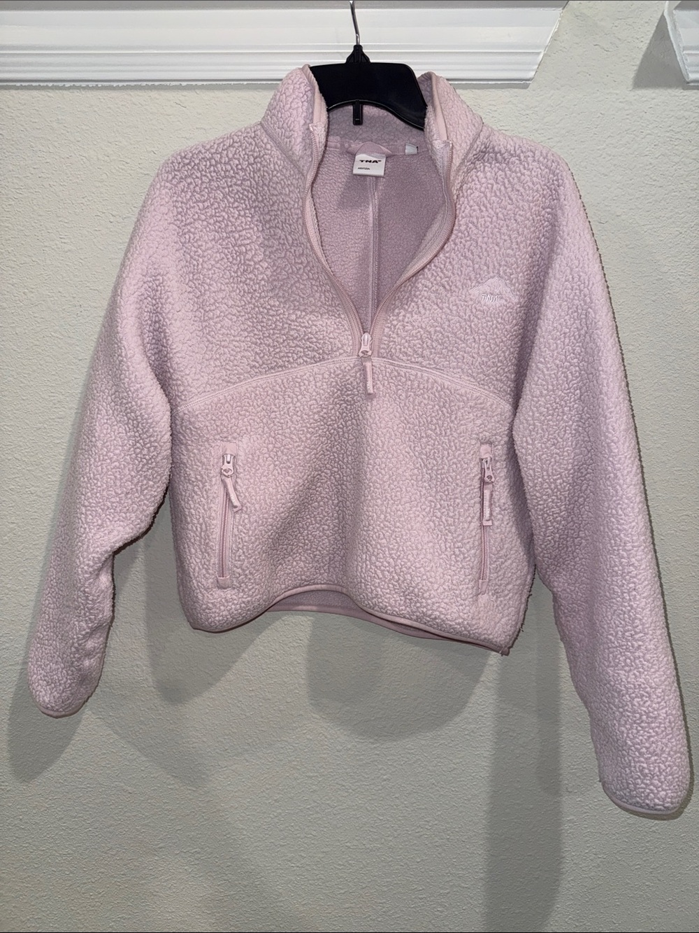 TNA Light Pink Sherpa Half-Zip Puffer Jacket